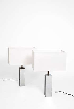 Italian modernist lamps in chromed steel