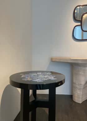 Side table with Dumortierite mosaic 